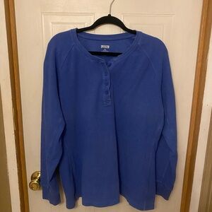 Duluth Trading Co Blue Thermal Henley Tee